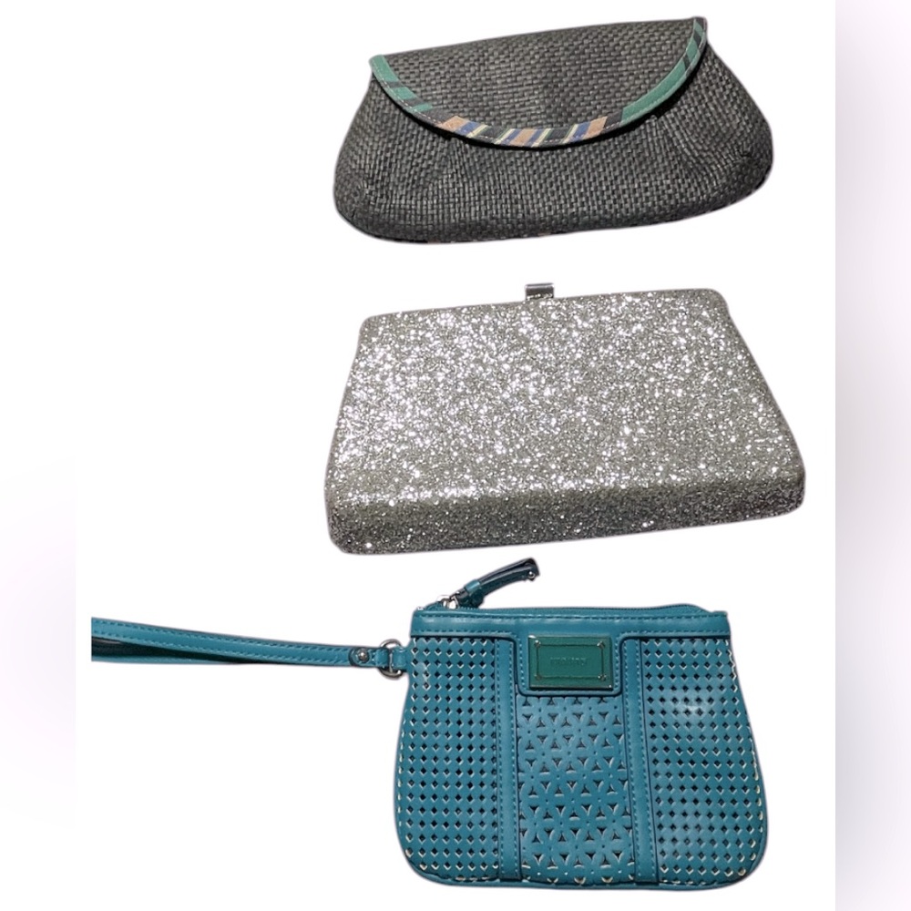 Stylish Teal and Silver Women Clutch Set